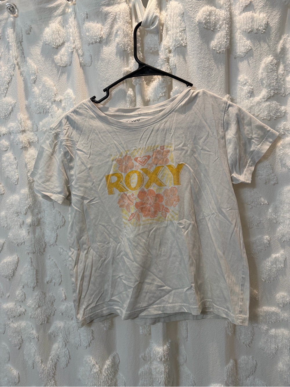 Roxy White Graphic Tee with Yellow Logo
